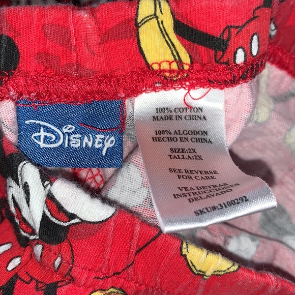 2X Disney 100% cotton red Mickey Mouse pajama Capri pants - Picture 3 of 3